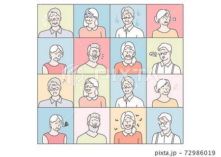 Old people emotions set concept Old people emotions set concept 72986019