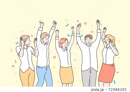 Business, team, celebration, success, victory, goal achievement concept Business, team, celebration, success, victory, goal achievement concept 72986265