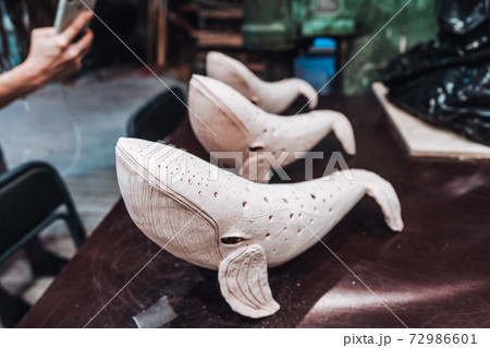 Ceramic whales in a pottery workshop, finished product Ceramic whales in a pottery workshop, finished product 72986601