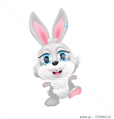 Cute grey Easter bunny kawaii cartoon vector... - Stock Illustration  [72990112] - PIXTA