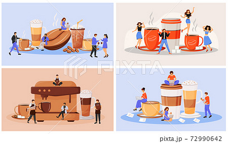 Coffee Culture Flat Concept Vector Illustration のイラスト素材