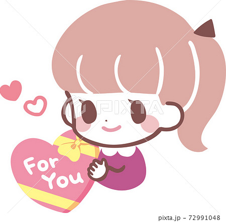 ハートのチョコレートを持った女の子のイラスト素材 バレンタインデーのイラスト素材