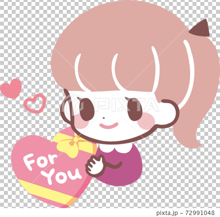 ハートのチョコレートを持った女の子のイラスト素材 バレンタインデーのイラスト素材