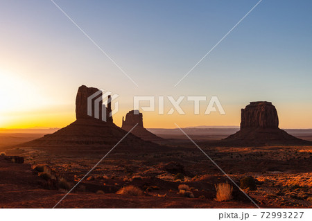 Scenic view of Monument Valley in Navajo Nation Lands 72993227