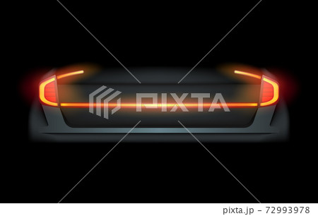 Realistic automotive auto car led glowing intellectual laser matrix xenon headlights front back rear lights bars vector realistic illustration isolated on dark black background Realistic automotive auto car led glowing intellectual laser matrix xenon headlights front back rear lights bars vector realistic illustration isolated on dark black background 72993978