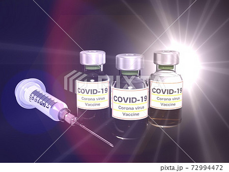 COVID-19　新型コロナウイルス　ワクチンと希望の光(3DCG) 72994472
