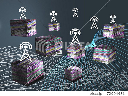 電波 通信 基地局イメージのイラスト素材