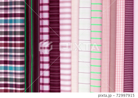 Set different texture cotton colored fabric. Background abstraction of factory textile material. 72997915