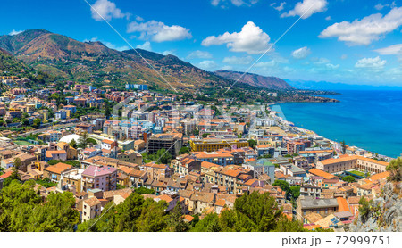 Aerial view of Cefalu in Sicily, Italy Aerial view of Cefalu in Sicily, Italy 72999751