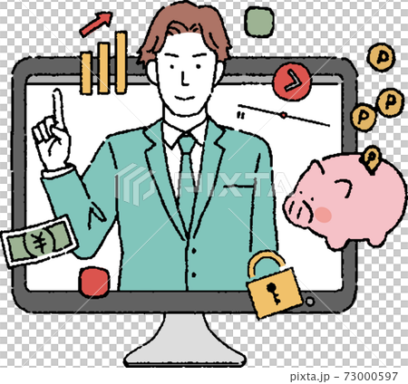 Simple touch video distribution Illustration of financial YouTuber Simple touch video distribution Illustration of financial YouTuber 73000597