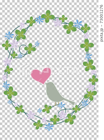 Illustration of a four-leaf clover and a hand-painted frame of two kinds of flowers drawn in pale colors Illustration of a four-leaf clover and a hand-painted frame of two kinds of flowers drawn in pale colors 73001276