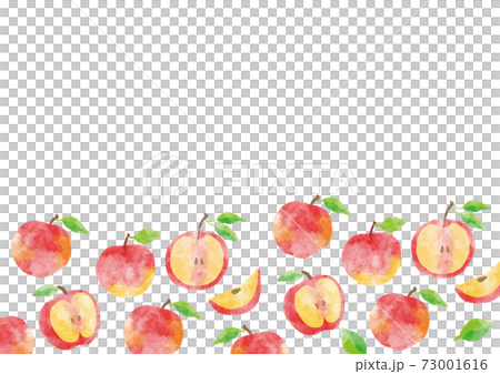 リンゴ フレーム 水彩01のイラスト素材