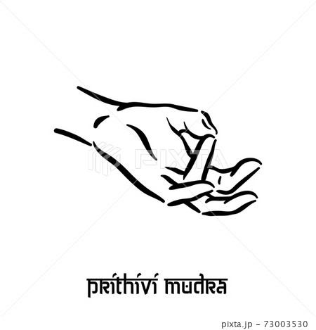 Prithivi mudra. Hand spirituality hindu yoga of fingers gesture. Technique of meditation for mental 73003530