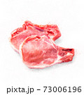 Two juicy pork chop isolated on white, illustration 73006196
