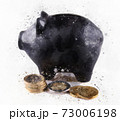 Black piggy bank with euro coins isolated 73006198
