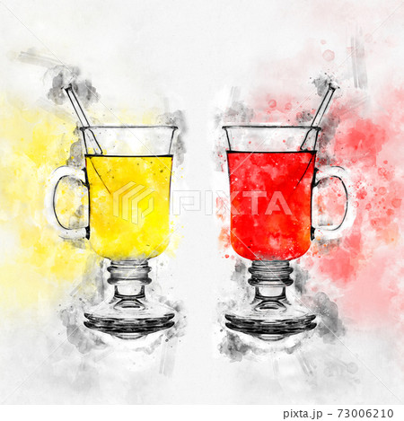 Red and yellow mulled wine glass as art 73006210