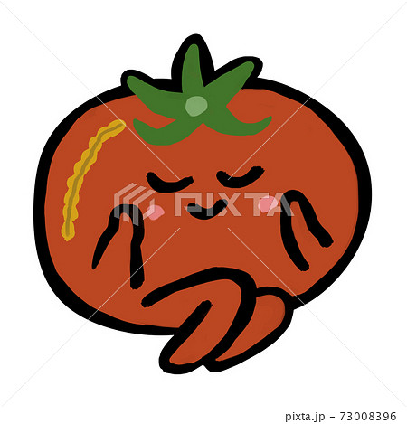 野菜キャラクター かわいい傷つきトマト 訳ありのイラスト素材