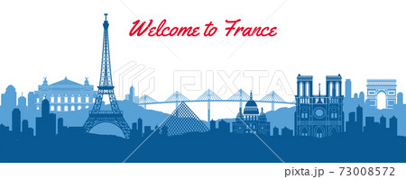 famous landmark of France,travel destination with silhouette classic design 73008572