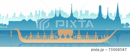 Silhouette scenery of royal Thai boat row in river in Bangkok,capital city of Thailand,hardly to seen ceremony Silhouette scenery of royal Thai boat row in river in Bangkok,capital city of Thailand,hardly to seen ceremony 73008587
