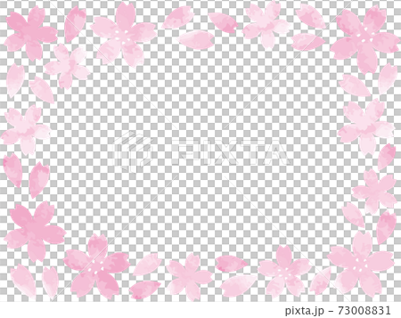水彩風格櫻花花瓣框架（方形） 73008831