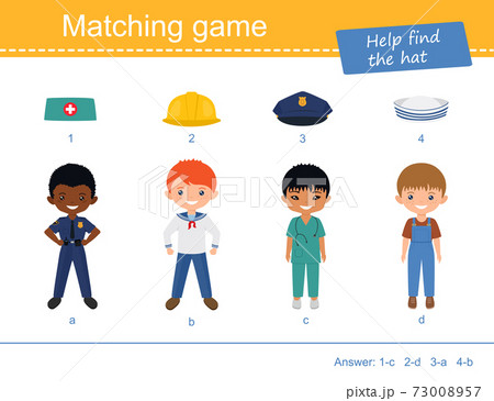 1447 Matching game. Educational puzzle for children. Flat cartoon style 1447 Matching game. Educational puzzle for children. Flat cartoon style 73008957