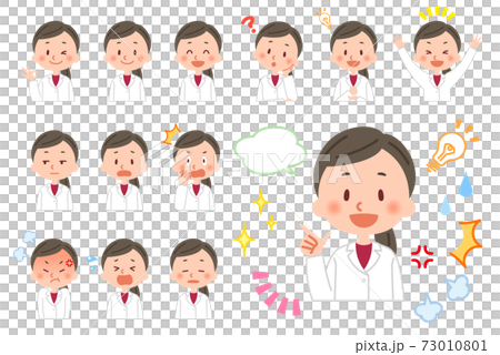 Female doctor facial expression set 73010801