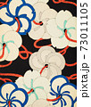 Retro Japanese art design with big flowers and red string 73011105