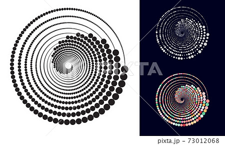 Spiral dots backdrop designs. Abstract background illustrations with halftone effects. 73012068