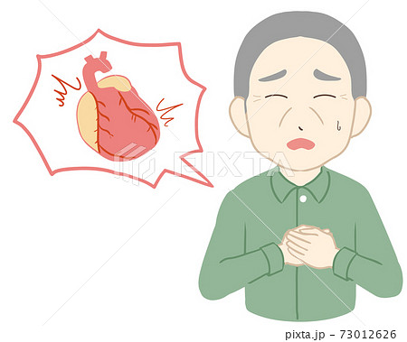 動悸　両手　心臓付き　高齢男性(線無し) 73012626