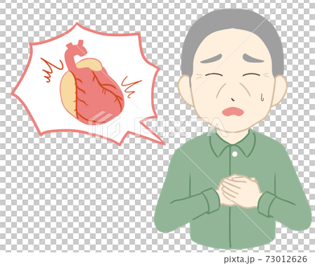 動悸　両手　心臓付き　高齢男性(線無し) 73012626