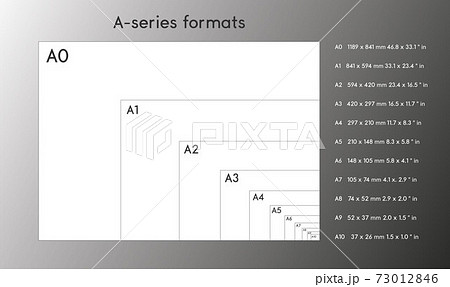 A-series paper formats size, A0 A1 A2 A3 A4 A5...のイラスト素材