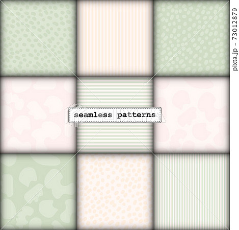 seamless pattern minimalist set in delicate complementary pastel olive green and beige colors. simple patterns for printing packaging wrapping banners textiles fabrics 73012879