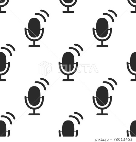 Microphone icon seamless pattern. Image Personal assistant and voice recognition concept flat illustration of sound symbol intelligent technologies. Audio sound icon symbol flat design. Vector 73013452