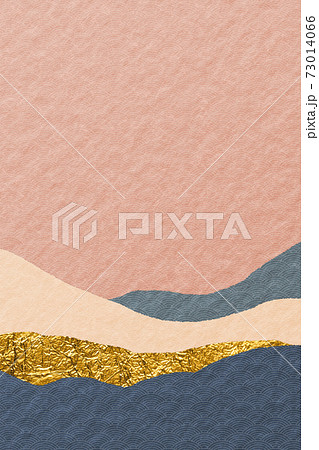 イラスト素材　抽象　アブストラクト　和風　和紙　紙　背景素材　和柄　青海波模様　金色 73014066