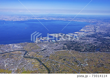 木更津上空より京葉コンビナートと東京湾岸・空撮・2020撮影 73014114