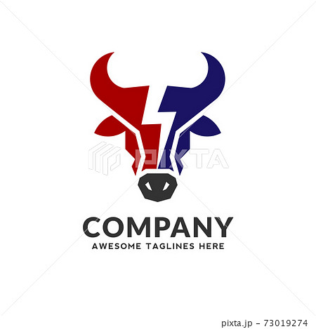 Bull head power vector logo concept illustration, bull head energy logo design	 73019274