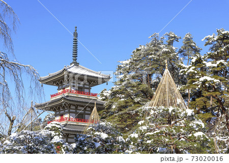 仙台 雪の輪王寺庭園 仙台 雪の輪王寺庭園 73020016