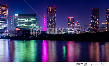 東京 都市夜景(東京タワー、高層マンション) 東京 都市夜景(東京タワー、高層マンション) 73020457