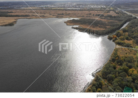 ウトナイ湖湖畔の空撮 ウトナイ湖湖畔の空撮 73022054