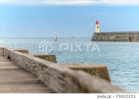 Lighthouse of grande jetee in les Sables d'Olonne in France. 73022253