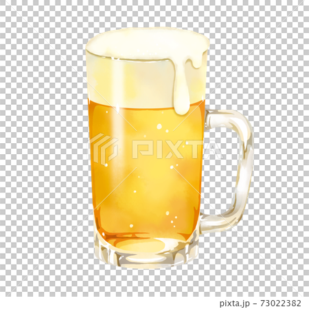 一壺生啤酒與美味的水彩觸摸的插圖 73022382