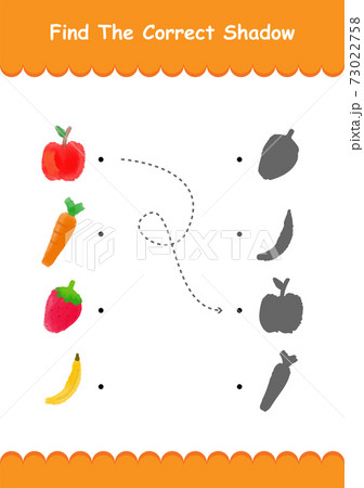 Find the correct cartoon fruits and shadow. Educational children logical game. Printable worksheet for preschool kids 73022758