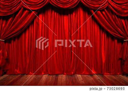 赤いカーテンの劇場の3dイラストの写真素材
