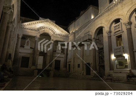 Roman Emperor's Palace by night in historic city of Split, Dalmatia, Croatia Roman Emperor's Palace by night in historic city of Split, Dalmatia, Croatia 73029204