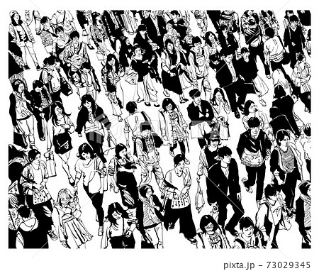 Pedestrians walking at Shibuya Crossing 73029345