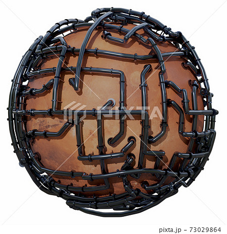 The concept of mining on Mars. There are many pipes around the globe 73029864