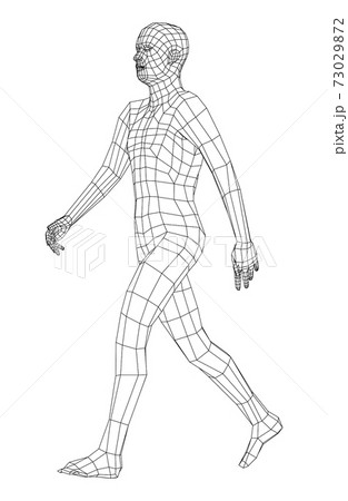 Wireframe Walking Man Vectorのイラスト素材