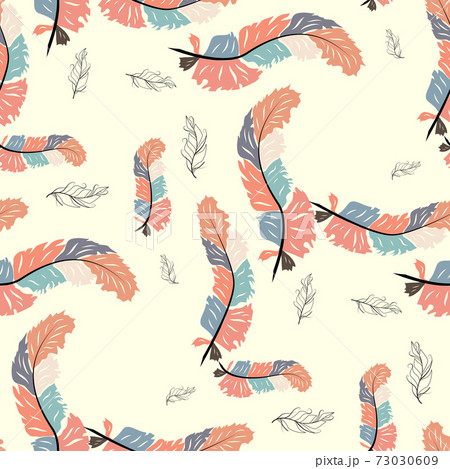 Colorful cute seamless pattern with variety of feather Colorful cute seamless pattern with variety of feather 73030609