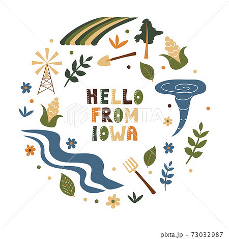 USA collection. Hello from Iowa theme. State Symbols 73032987