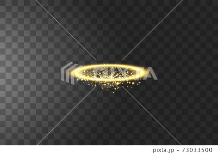 Golden halo angel ring. Isolated on black transparent background, vector illustration 73033500